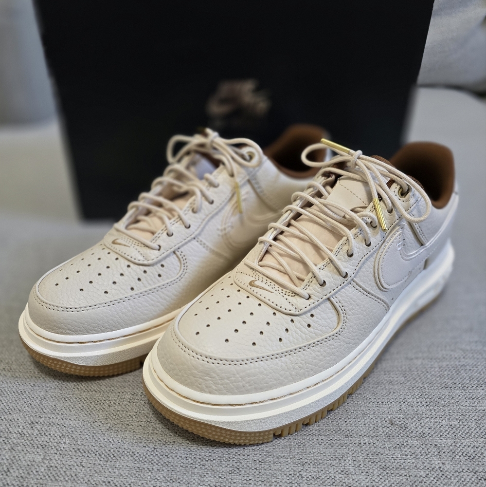Nike pearl/white and pecan AF1 Luxe sneakers